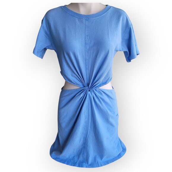 LSpace Baby Blue Cutout Aura Mini Dress Twist Knot Waist Casual Summer Medium M - Picture 2 of 10